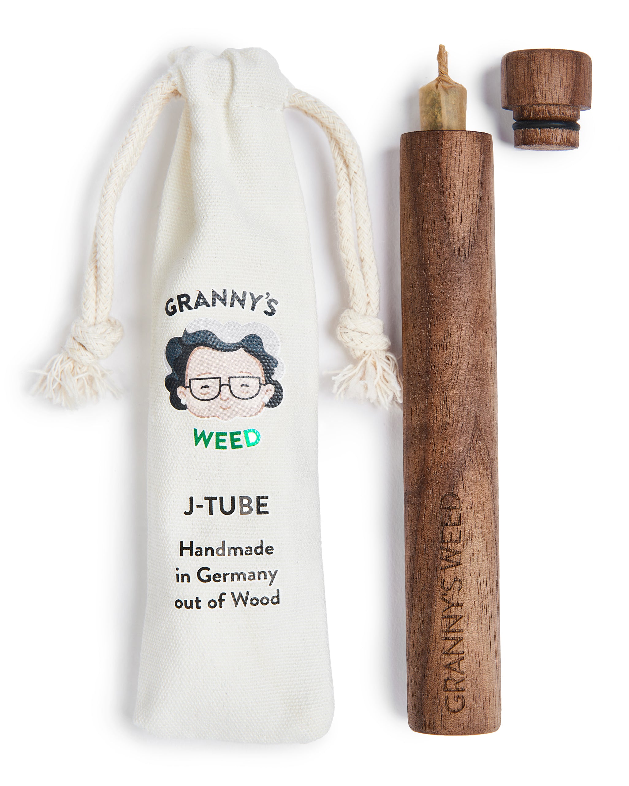 Grannys Premium Joint-Hülle aus Holz | 14 cm | MADE IN GERMANY | Joint Tube geruchsdicht | Transport Case in Walnuss | Handmade | Für Zigaretten & Blunts aller Art