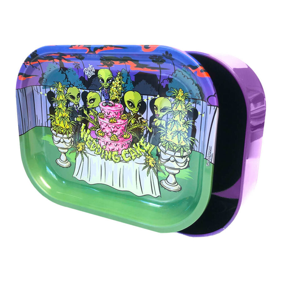 Best Buds Thin Box Rolling Tray with Storage Wedding Cake