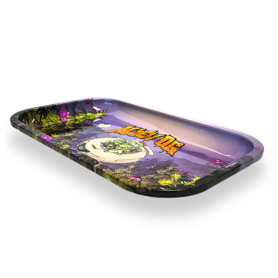 Best Buds Thin Box Rolling Tray with Storage Alien OG