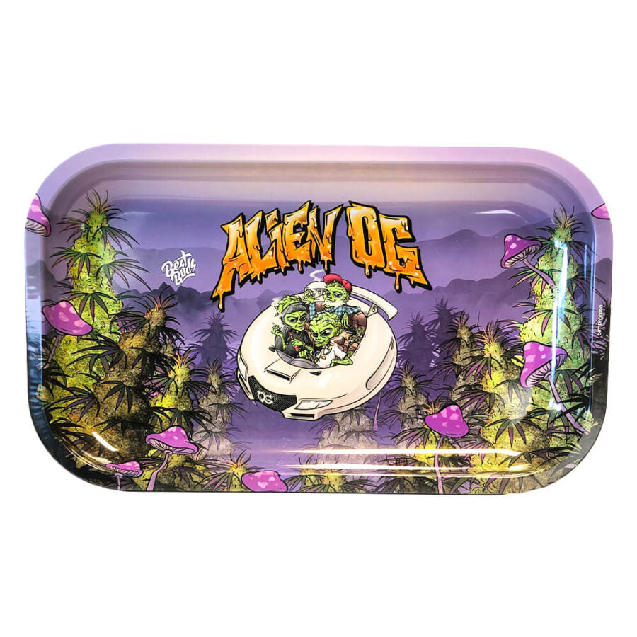 Best Buds Alien OG Metal Rolling Tray Long 16x27 cm