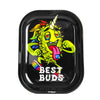 Best Buds LSD Small Metal Rolling Tray with Magnetic Grinder Card