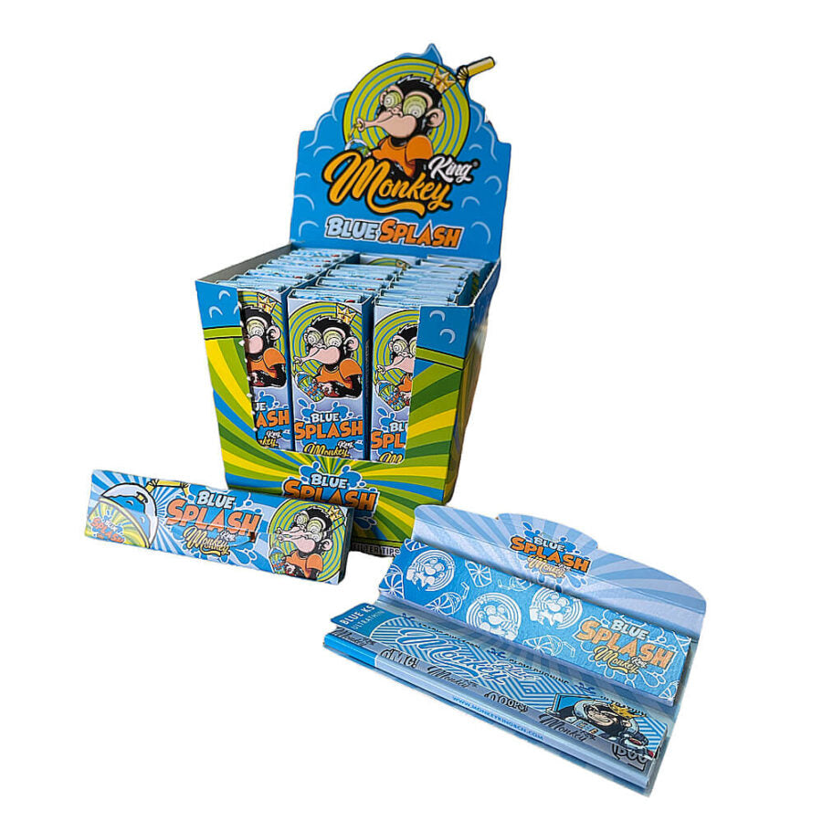 Monkey King Blue Splash Touch and Smell Rolling Papers with Tips