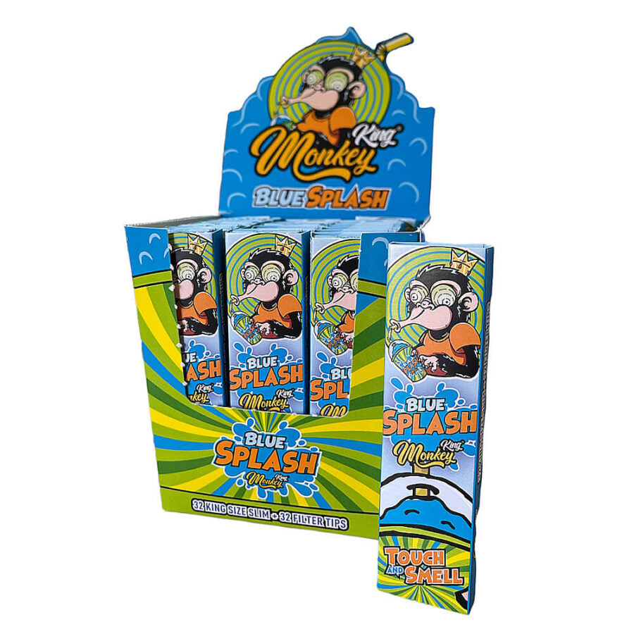 Monkey King Blue Splash Touch and Smell Rolling Papers with Tips