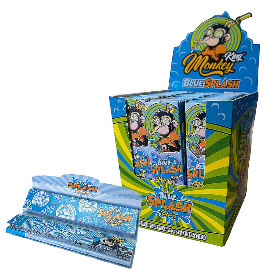 Monkey King Blue Splash Touch and Smell Rolling Papers with Tips